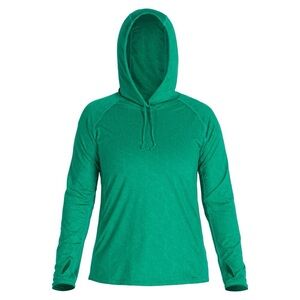 NRS Women’s Silkweight Hoodie in Jade Green - Size XL